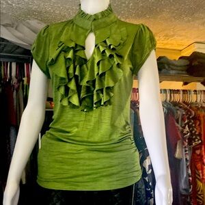 Green Ruffled Women's Top